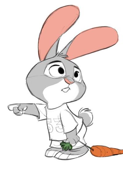 รูปการ์ตูนกระต่ายสีเทา
