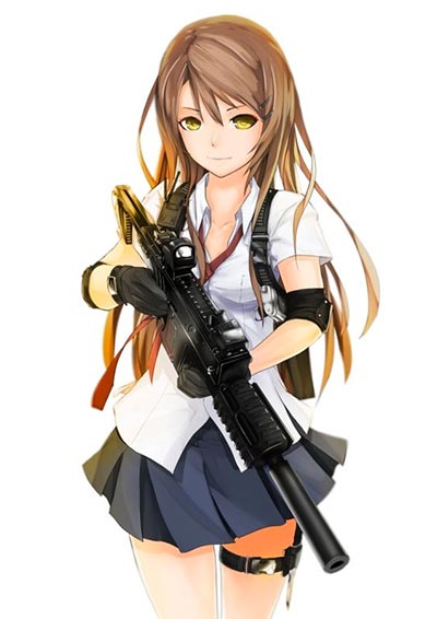 รูปการ์ตูนผู้หญิงถือปืนเท่ๆ