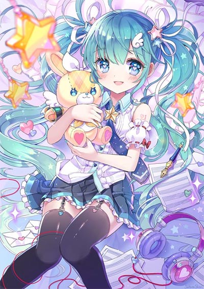 รูปการ์ตูนผู้หญิงผมทวินเทล