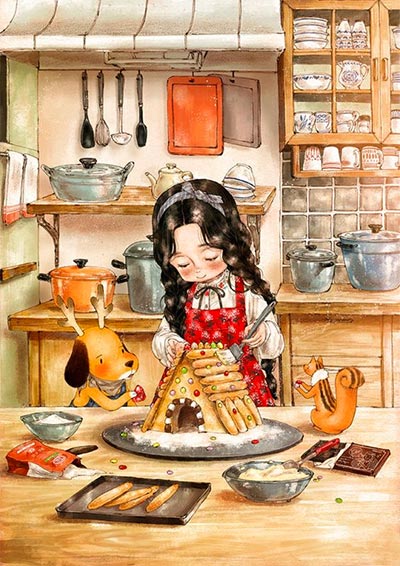 รูปการ์ตูนผู้หญิงทำอาหาร