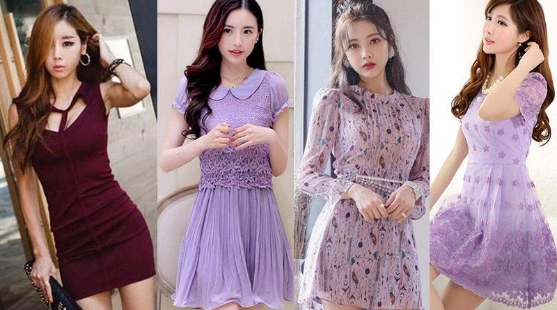 ชุดเดรสสีม่วง