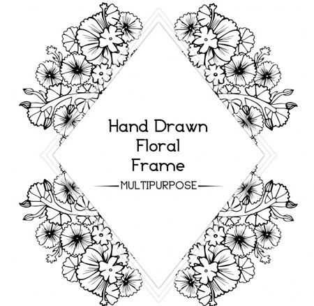 กรอบรูปลายดอกไม้ลายเส้นสีดำ