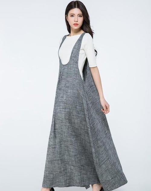 ชุดเดรสเรียบร้อยสีเทา