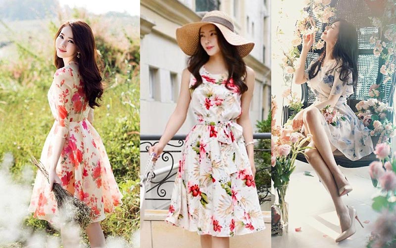 ชุดเดรสลายดอกไม้