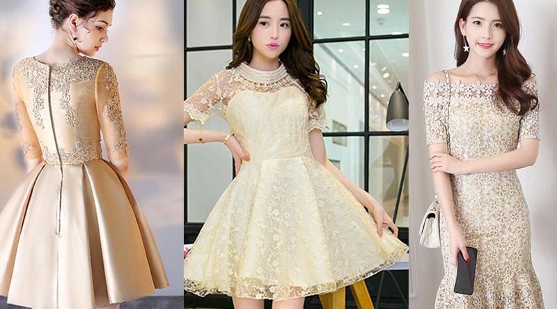 ชุดเดรสสีทอง