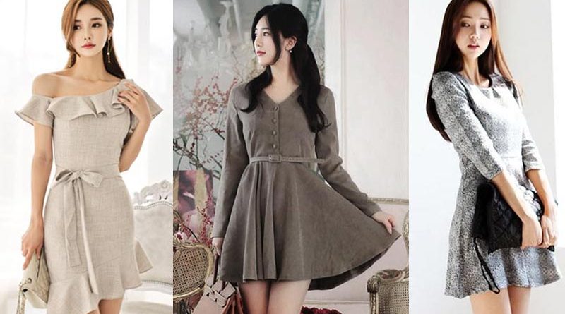 ชุดเดรสสีเทา