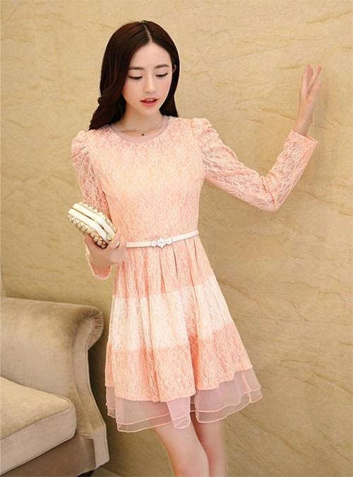 ชุดแซกยาวสีโอรส