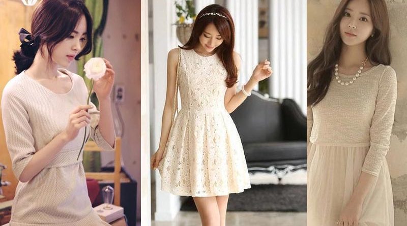 ชุดเดรสสีครีม