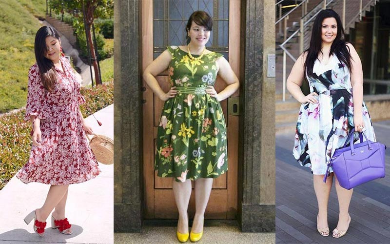 ชุดเดรสลายดอกคนอ้วน