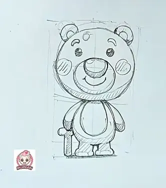 หมีการ์ตูนน่ารักๆ สีขาวดำ