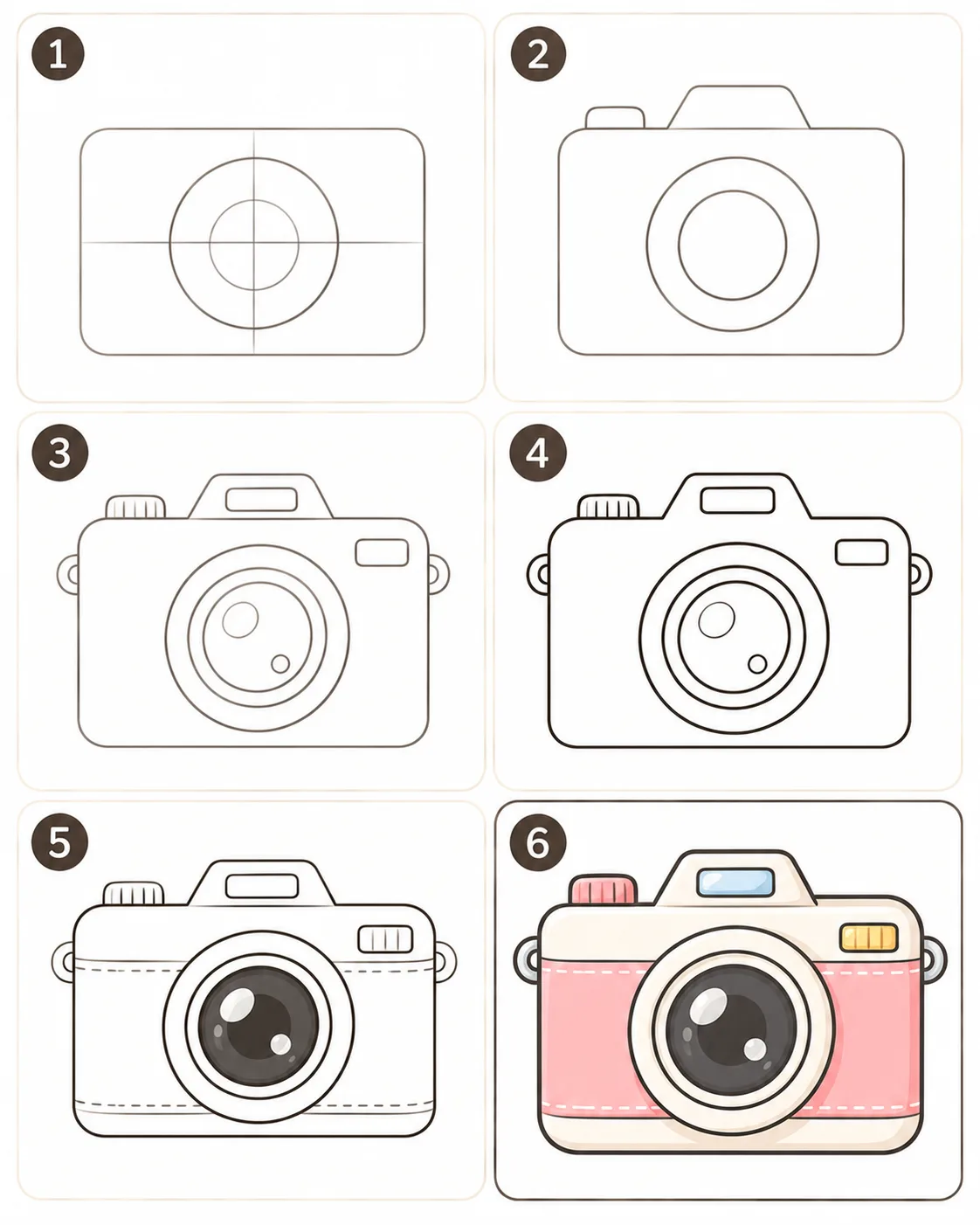 วาดกล้องถ่ายรูปการ์ตูนน่ารัก