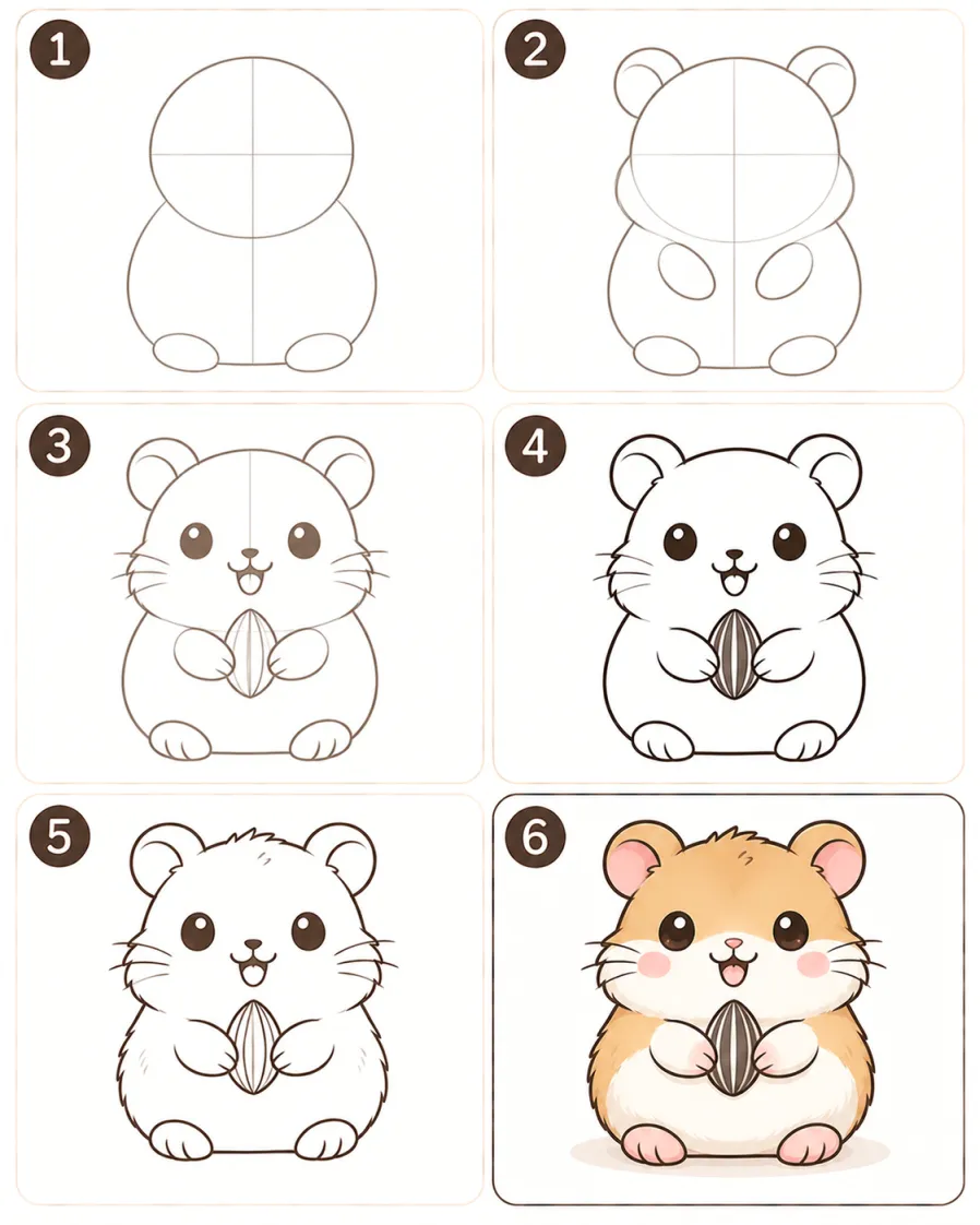 วาดการ์ตูนหนูแฮมสเตอร์น่ารักๆ