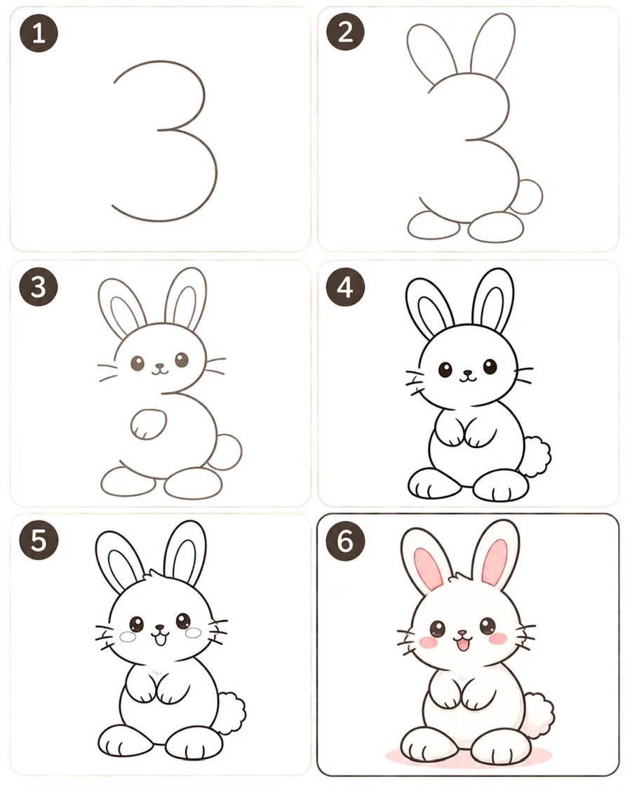 สอนวาดกระต่ายจากเลข