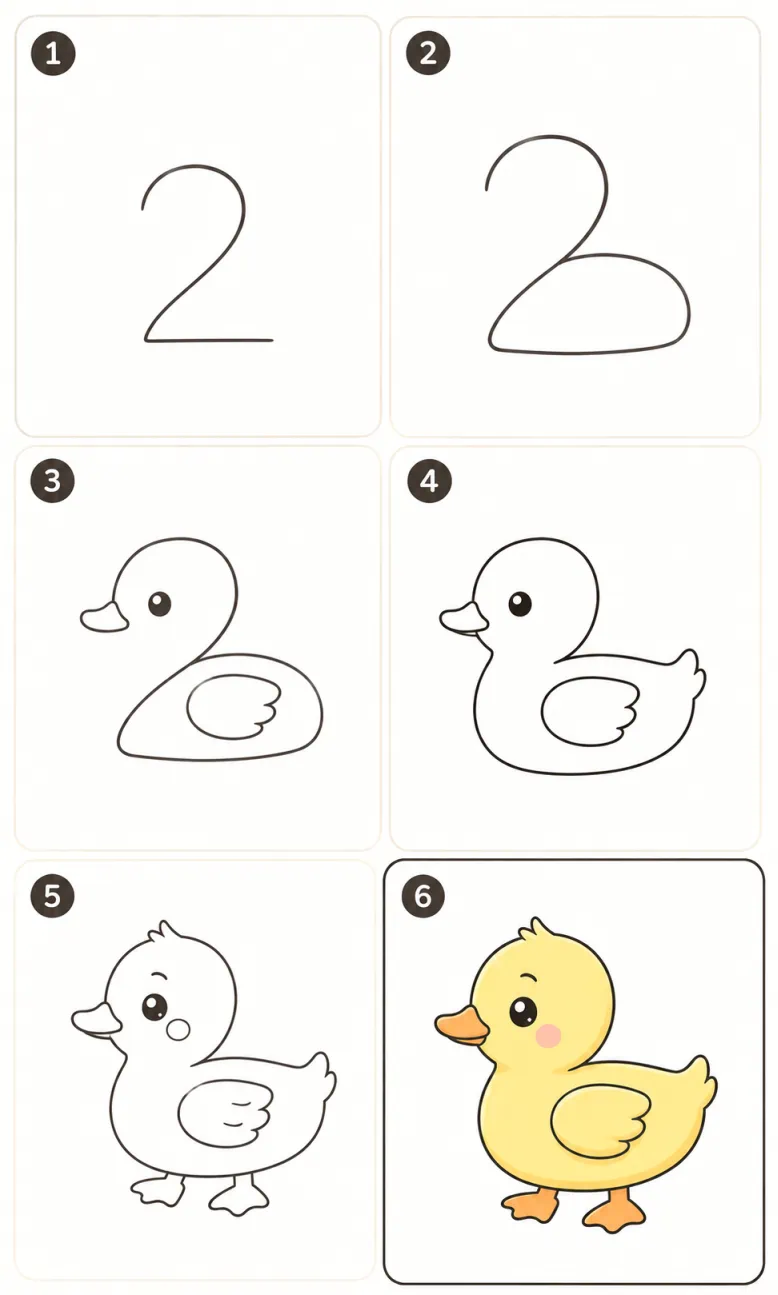 สอนวาดเป็ดน้อยจากเลข