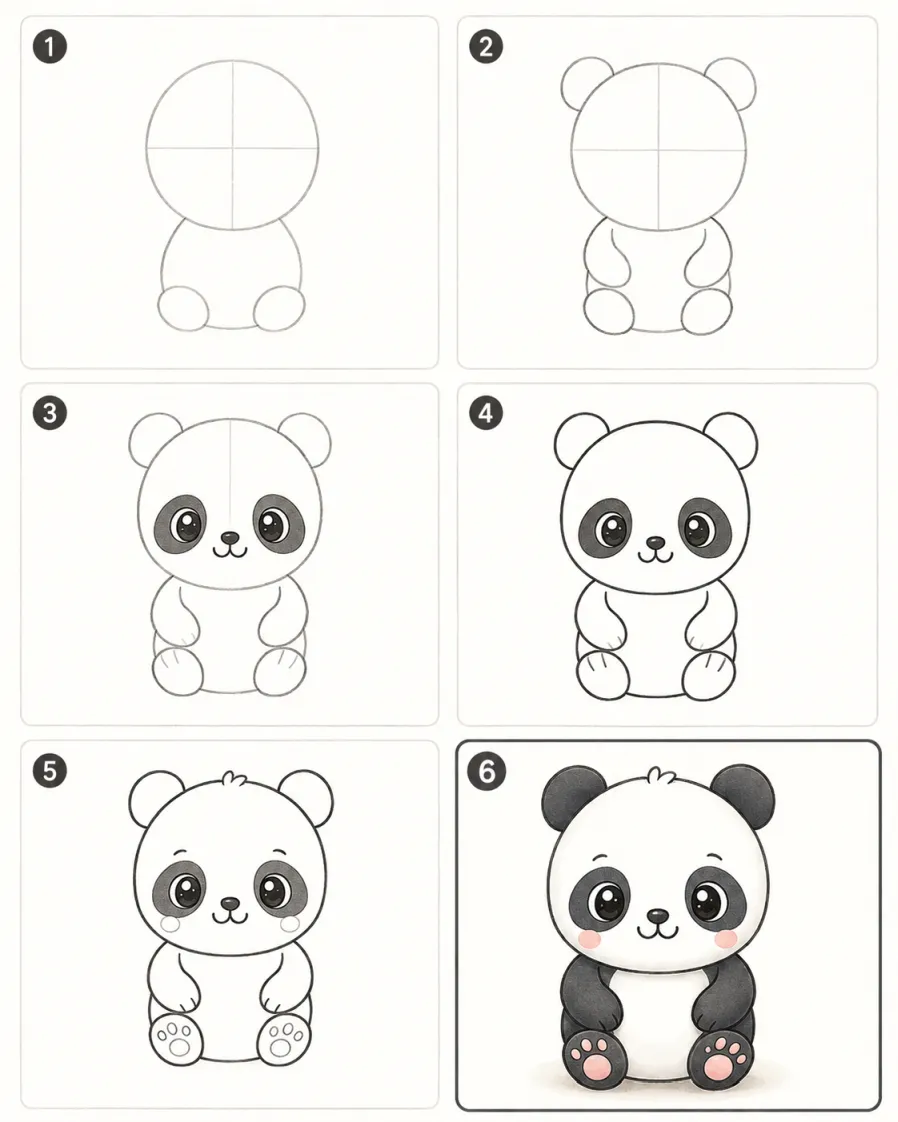 สอนวาดแพนด้าน้อย