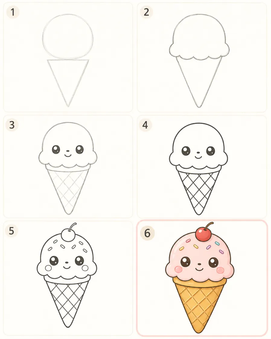 สอนวาดไอศกรีมโคนน่ารักๆ